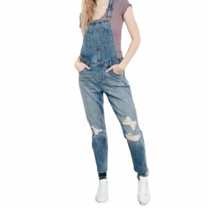 Hollister Blue Denim Overalls Boyfriend Size XS